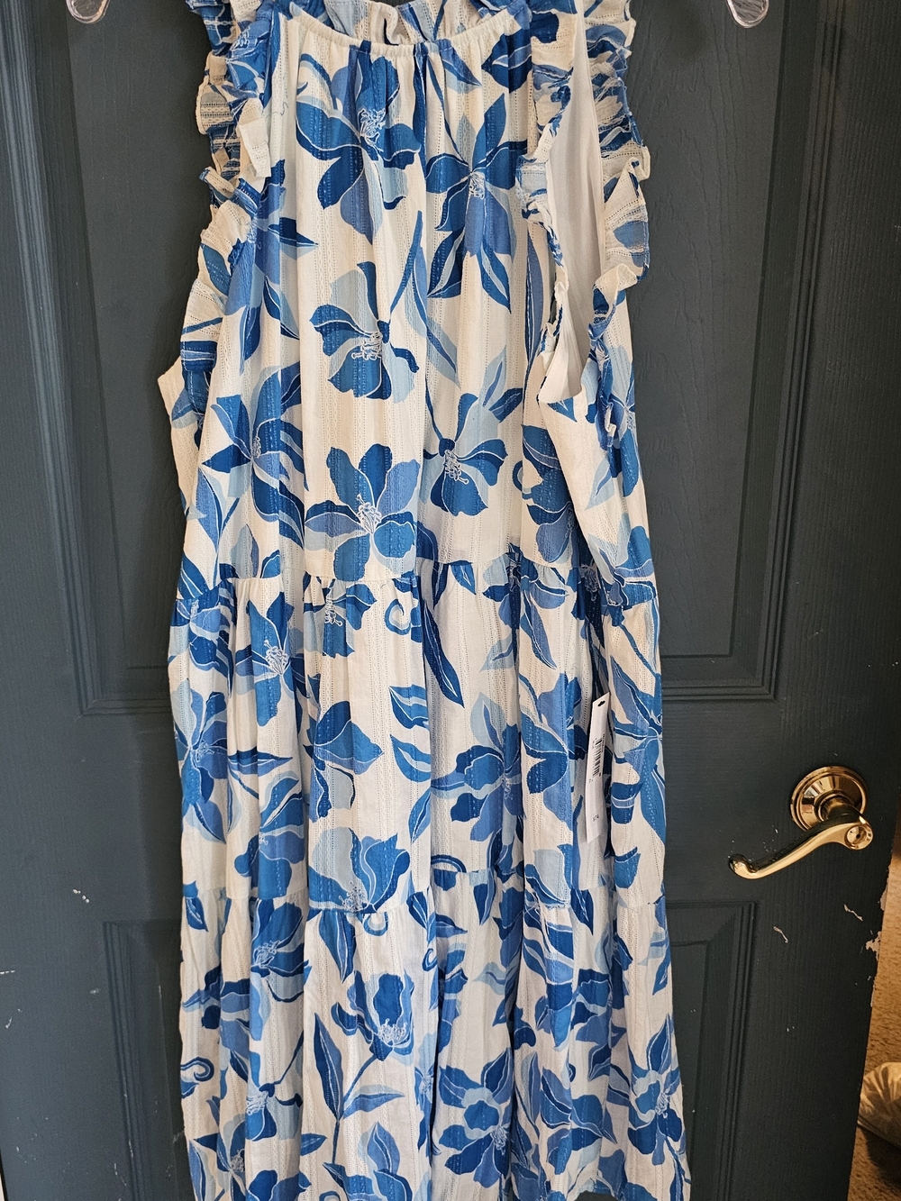 Blue Floral Sleeveless Short Dress - Women's